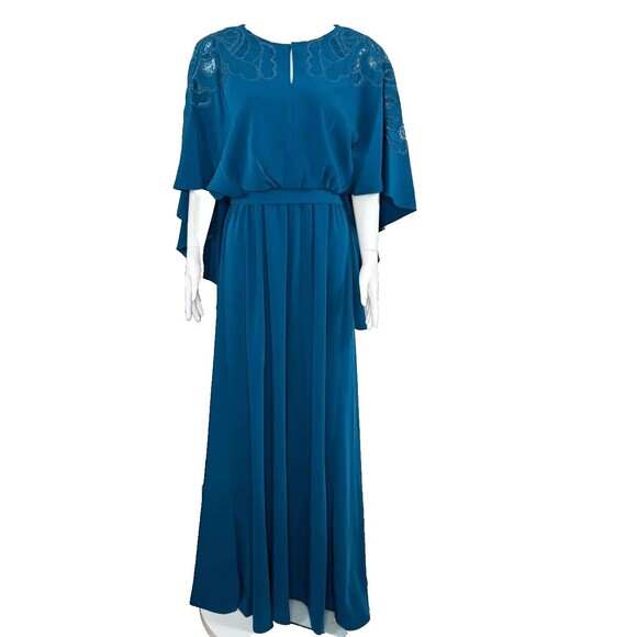 SACHIN & BABY WOMEN'S WREN LONG MAXI CAPE GOWN DRESS MOROCCAN BLUE $1295 - Picture 5 of 7